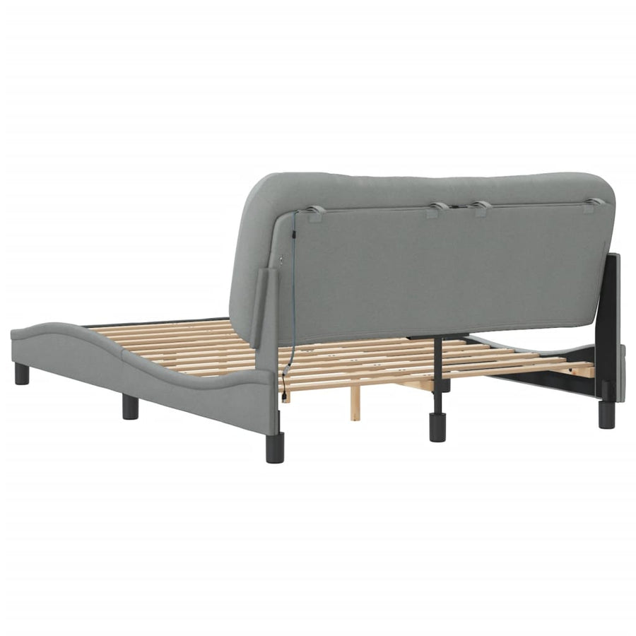 Bedframe Met Led-Verlichting Stof Lichtgrijs 120X200 Cm