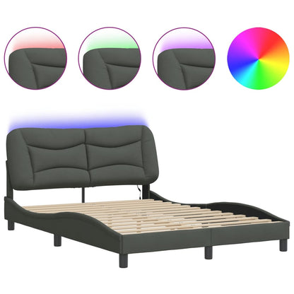 Bedframe Met Led-Verlichting Stof Donkergrijs 120X200 Cm