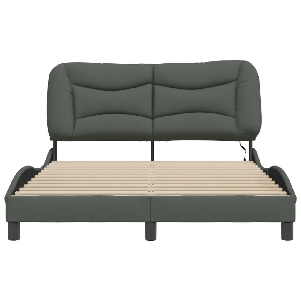 Bedframe Met Led-Verlichting Stof Donkergrijs 120X200 Cm