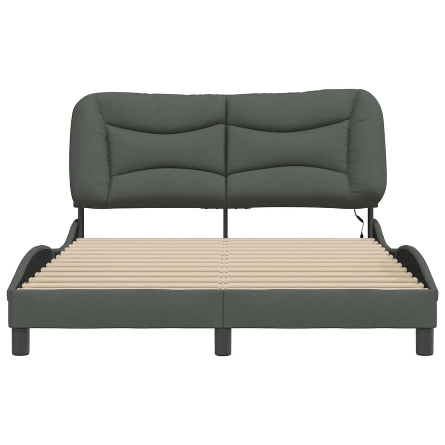Bedframe Met Led-Verlichting Stof Donkergrijs 120X200 Cm