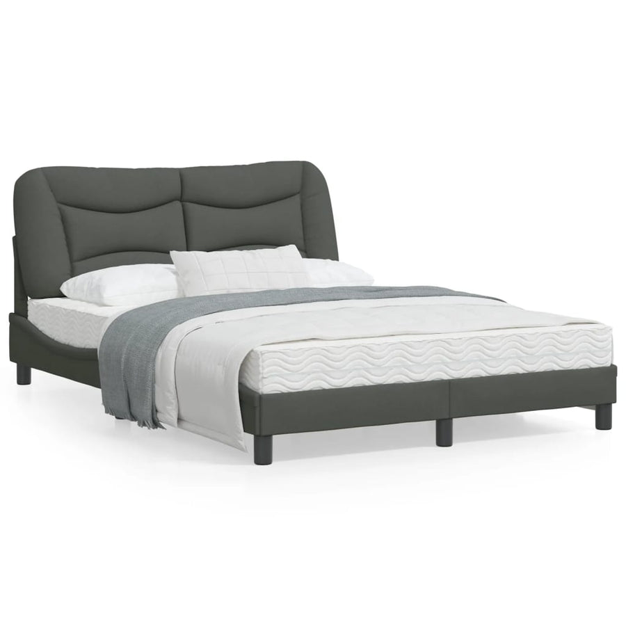 Bedframe Met Led-Verlichting Stof Donkergrijs 120X200 Cm