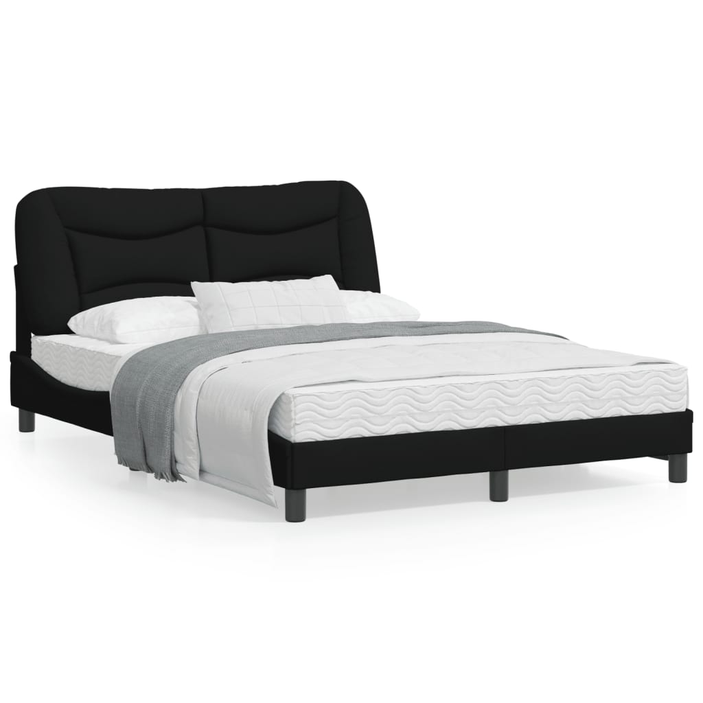 Bedframe Met Led-Verlichting Stof Zwart 120X200 Cm