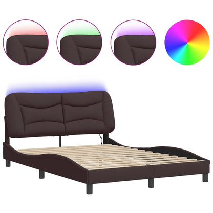 Bedframe met LED zonder matras "Hvar" 120x200 cm stof donkerbruin