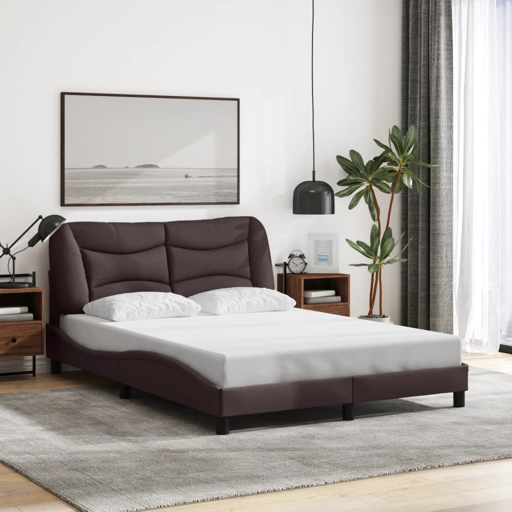 Bedframe met LED zonder matras "Hvar" 120x200 cm stof donkerbruin