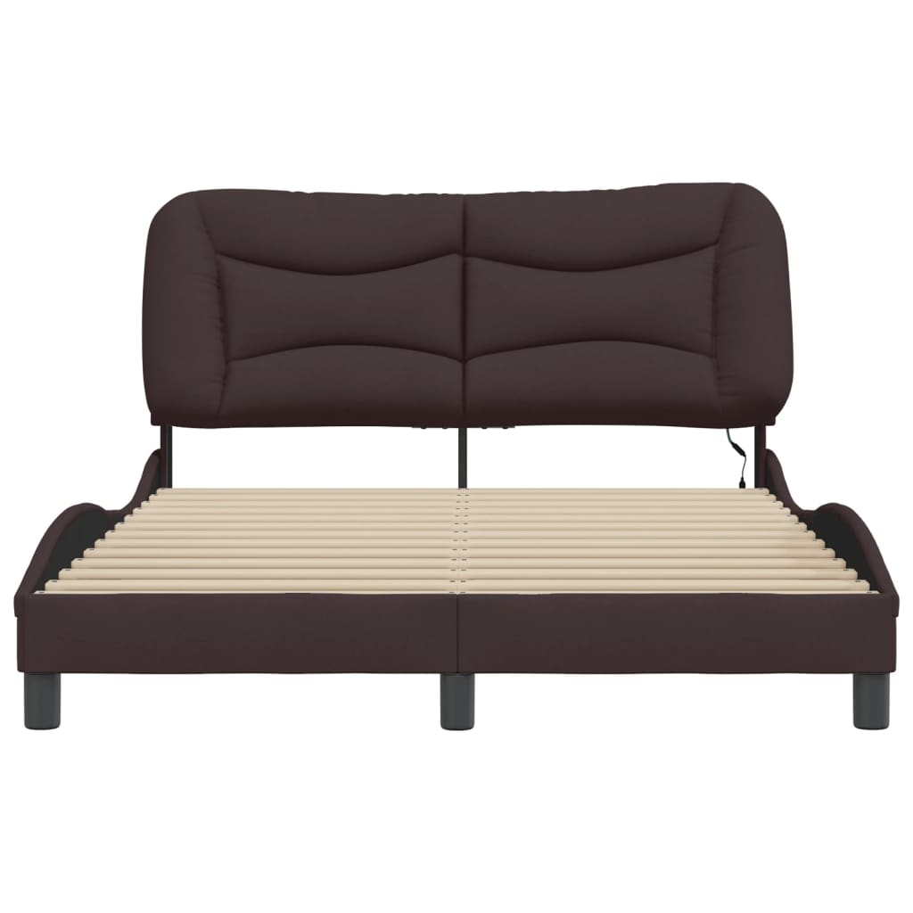 Bedframe met LED zonder matras "Hvar" 120x200 cm stof donkerbruin