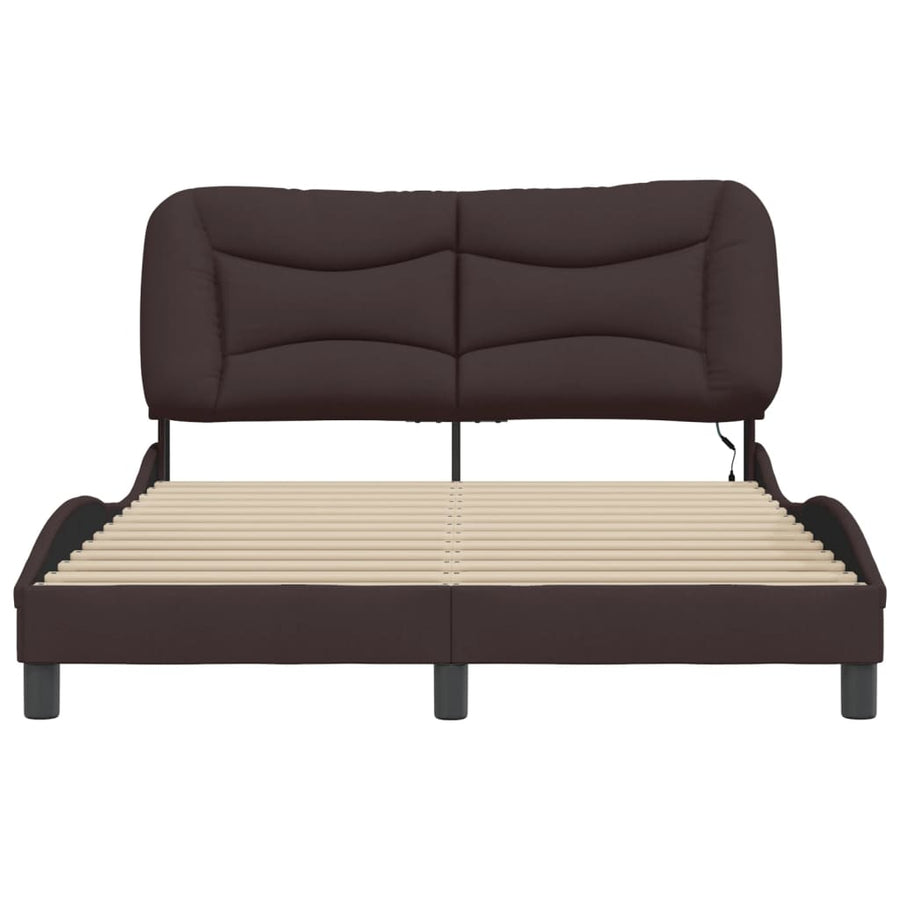 Bedframe met LED zonder matras "Hvar" 120x200 cm stof donkerbruin