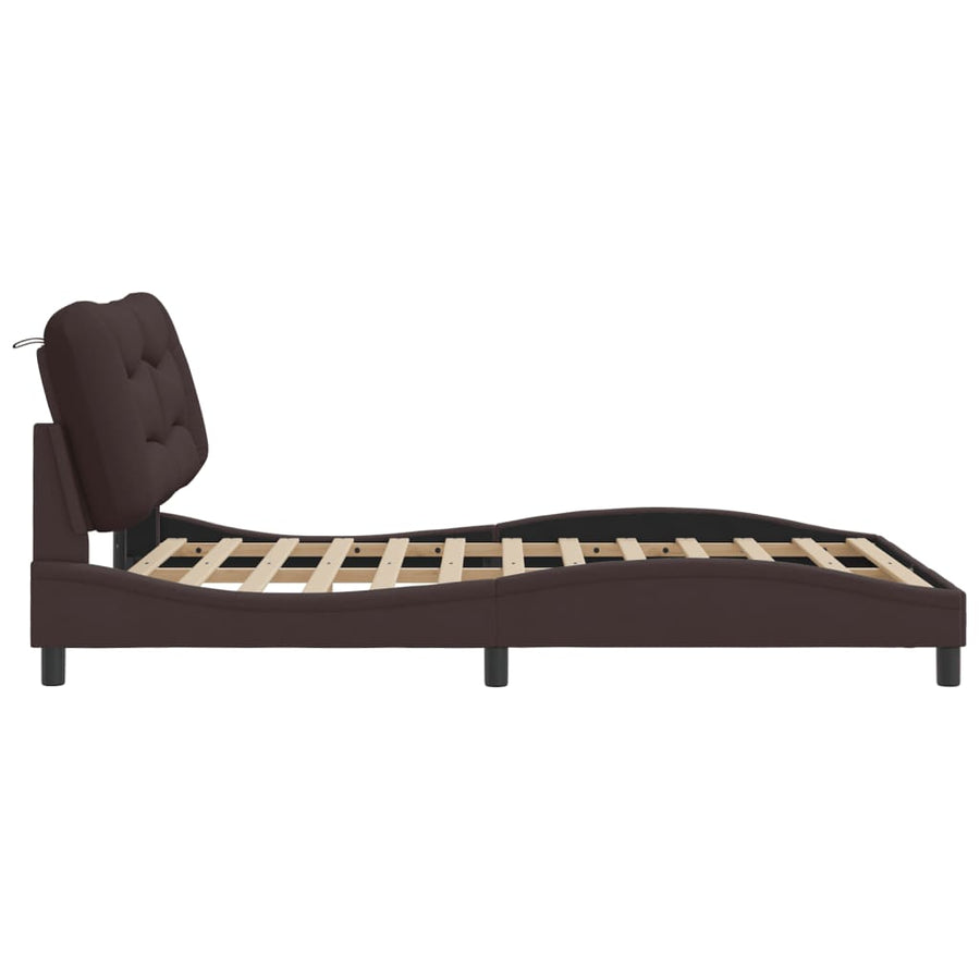 Bedframe met LED zonder matras "Hvar" 120x200 cm stof donkerbruin