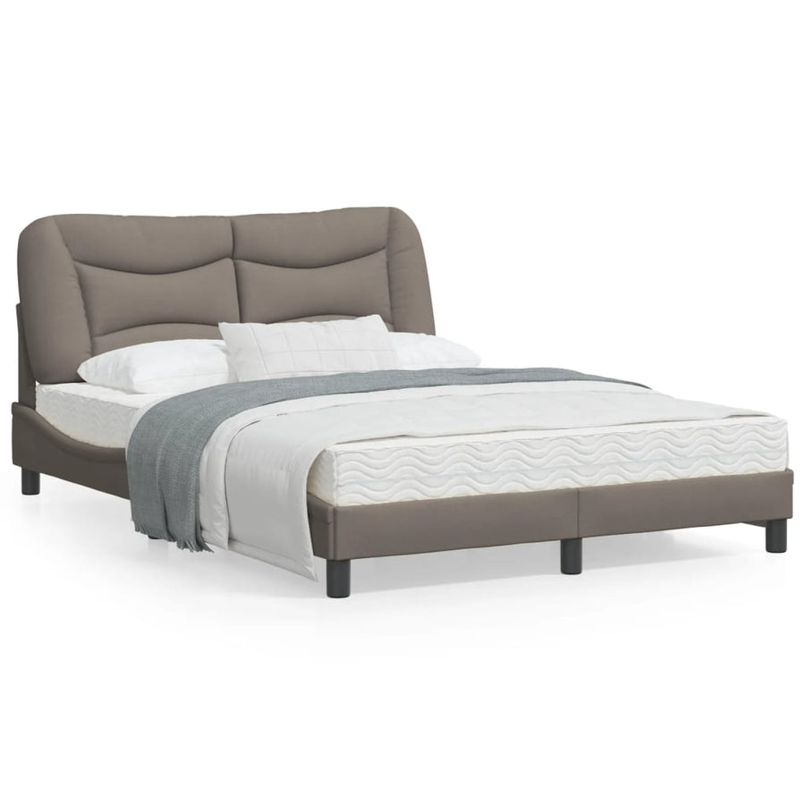Bedframe Met Led-Verlichting Stof Taupe 120X200 Cm