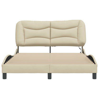 Bedframe Met Led-Verlichting Stof Crèmekleurig 120X200 Cm