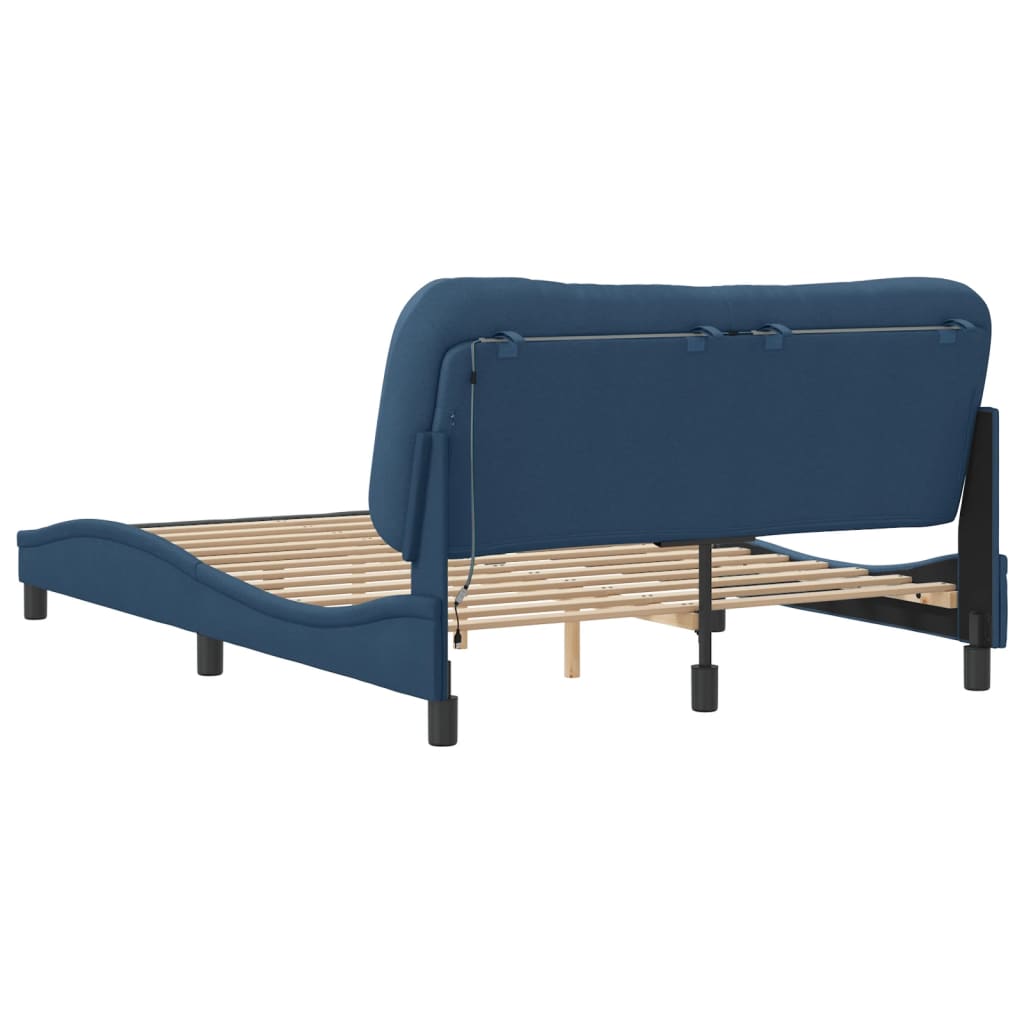 Bedframe met LED zonder matras "Hvar" 120x200 cm stof blauw