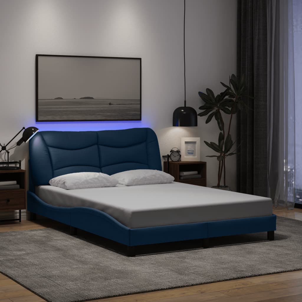 Bedframe met LED zonder matras "Hvar" 120x200 cm stof blauw