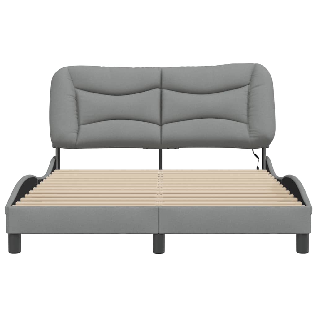 Bedframe Met Led-Verlichting Stof Lichtgrijs 140X190 Cm