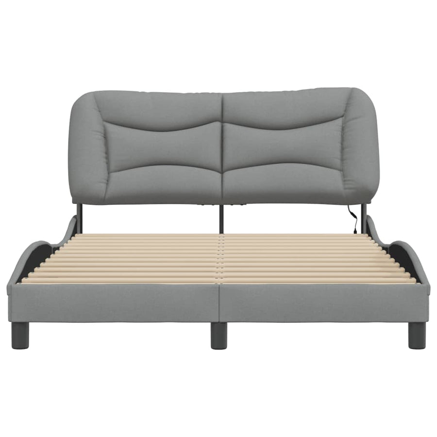 Bedframe Met Led-Verlichting Stof Lichtgrijs 140X190 Cm