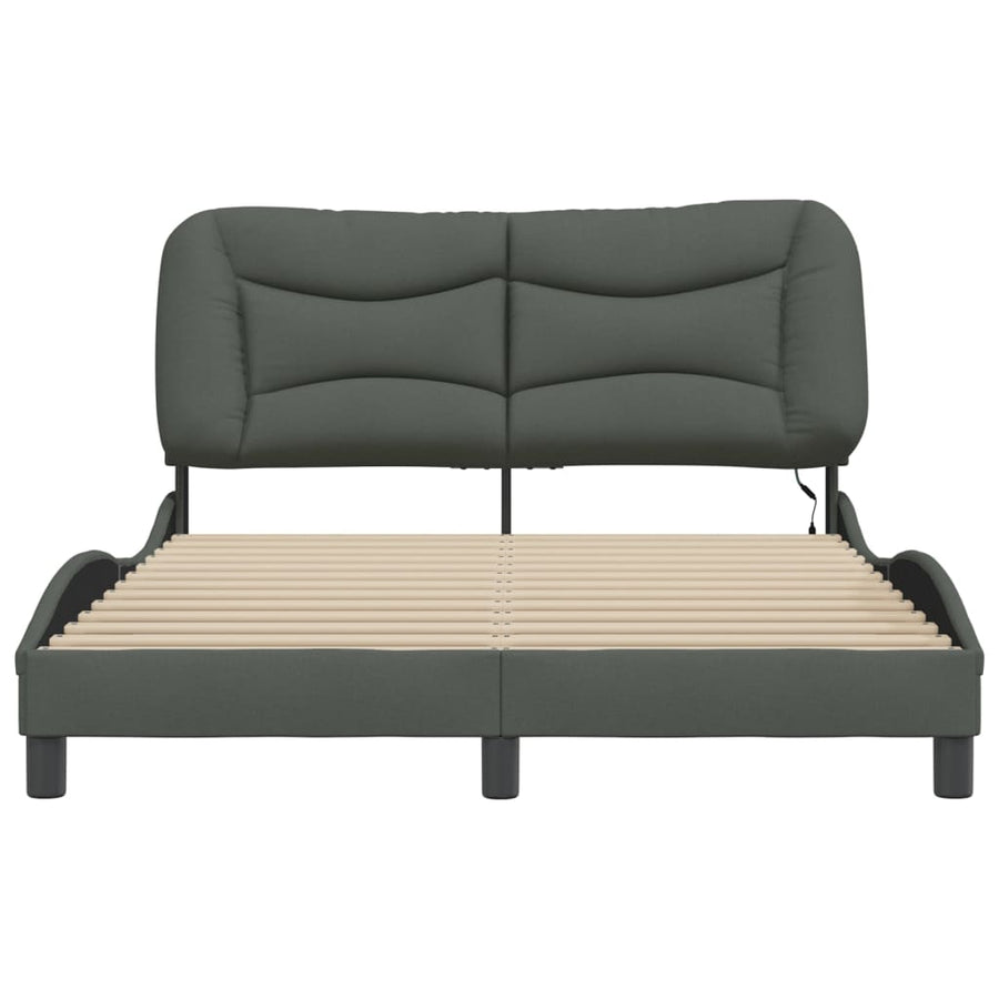 Bedframe Met Led-Verlichting Stof Donkergrijs 140X190 Cm