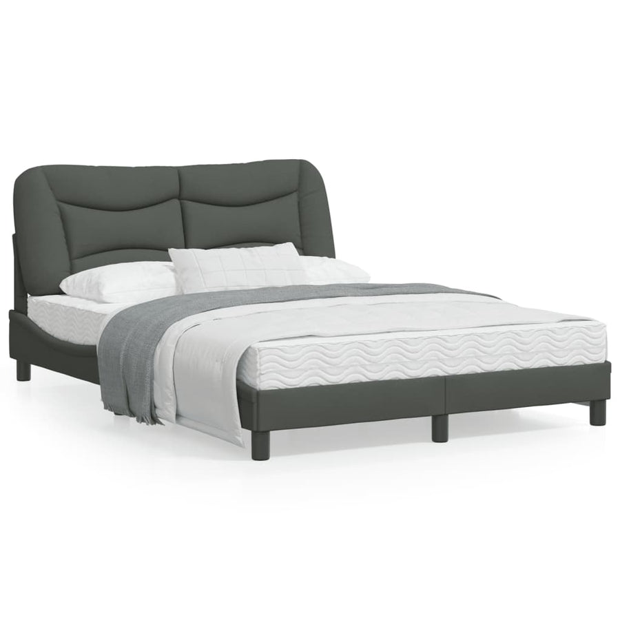 Bedframe Met Led-Verlichting Stof Donkergrijs 140X190 Cm