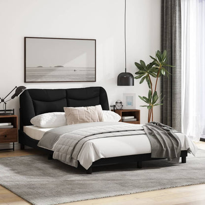 Bedframe Met Led-Verlichting Stof Zwart 140X190 Cm