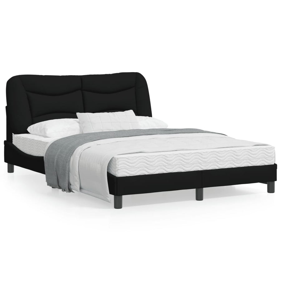 Bedframe Met Led-Verlichting Stof Zwart 140X190 Cm