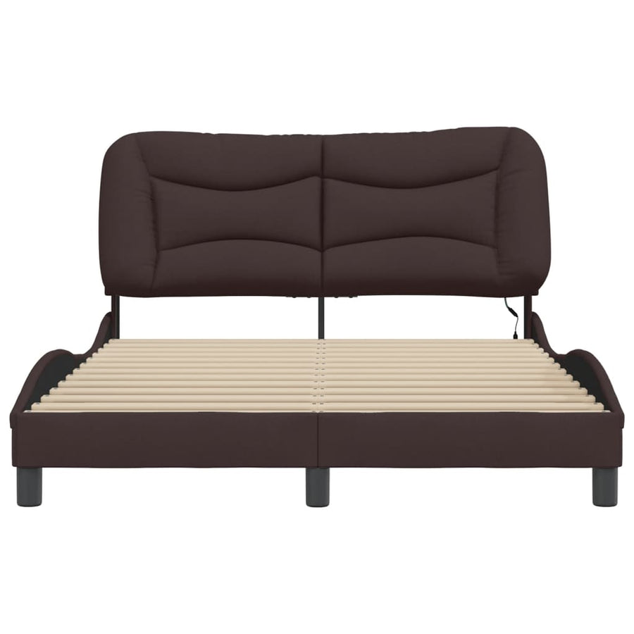 Bedframe Met Led-Verlichting Stof Donkerblauw 140X190 Cm