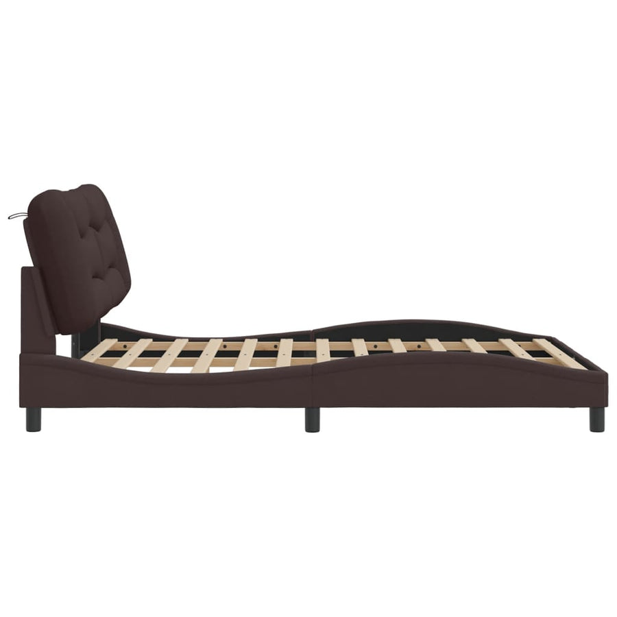 Bedframe Met Led-Verlichting Stof Donkerblauw 140X190 Cm