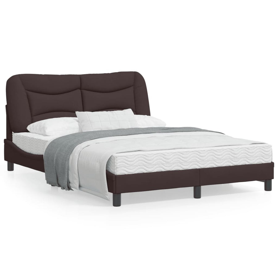 Bedframe Met Led-Verlichting Stof Donkerblauw 140X190 Cm
