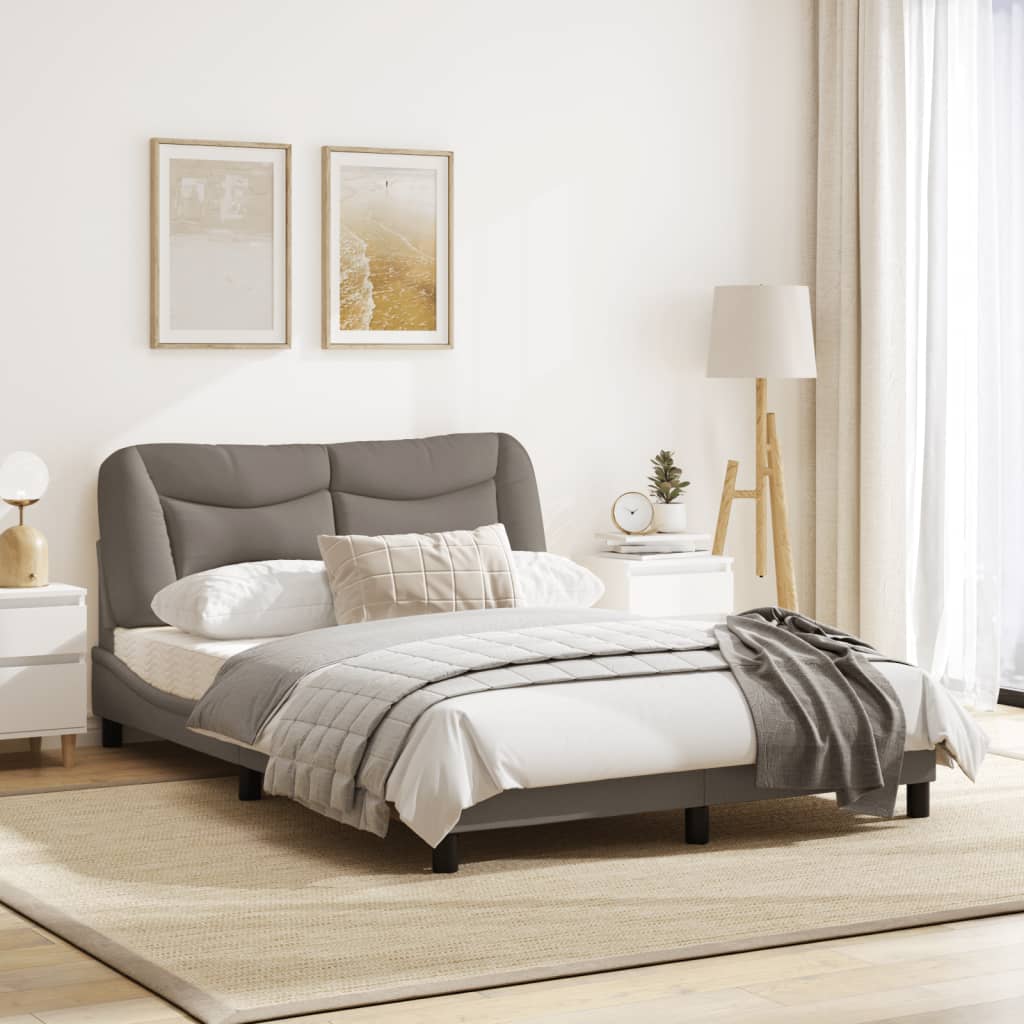 Bedframe Met Led-Verlichting Stof Taupe 140X190 Cm