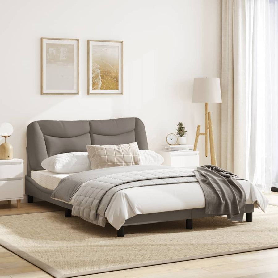 Bedframe Met Led-Verlichting Stof Taupe 140X190 Cm