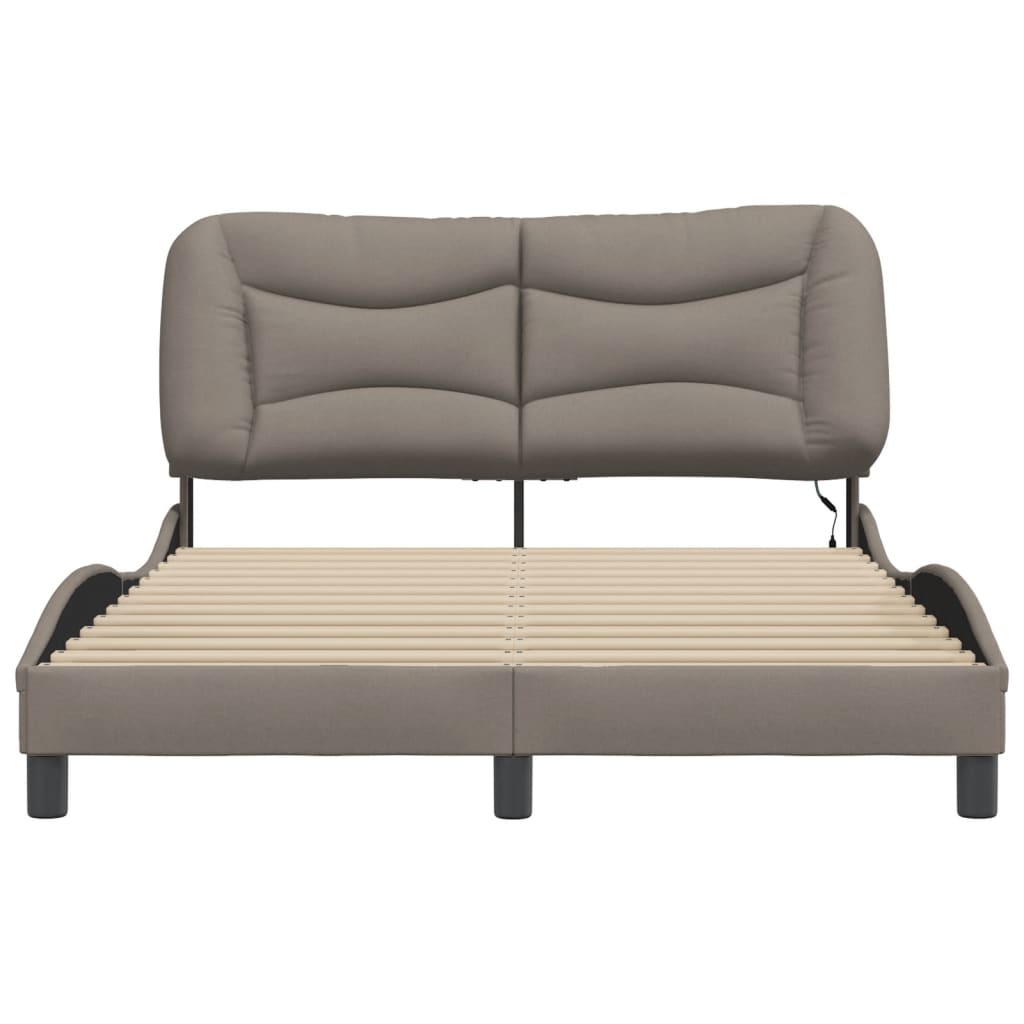 Bedframe Met Led-Verlichting Stof Taupe 140X190 Cm