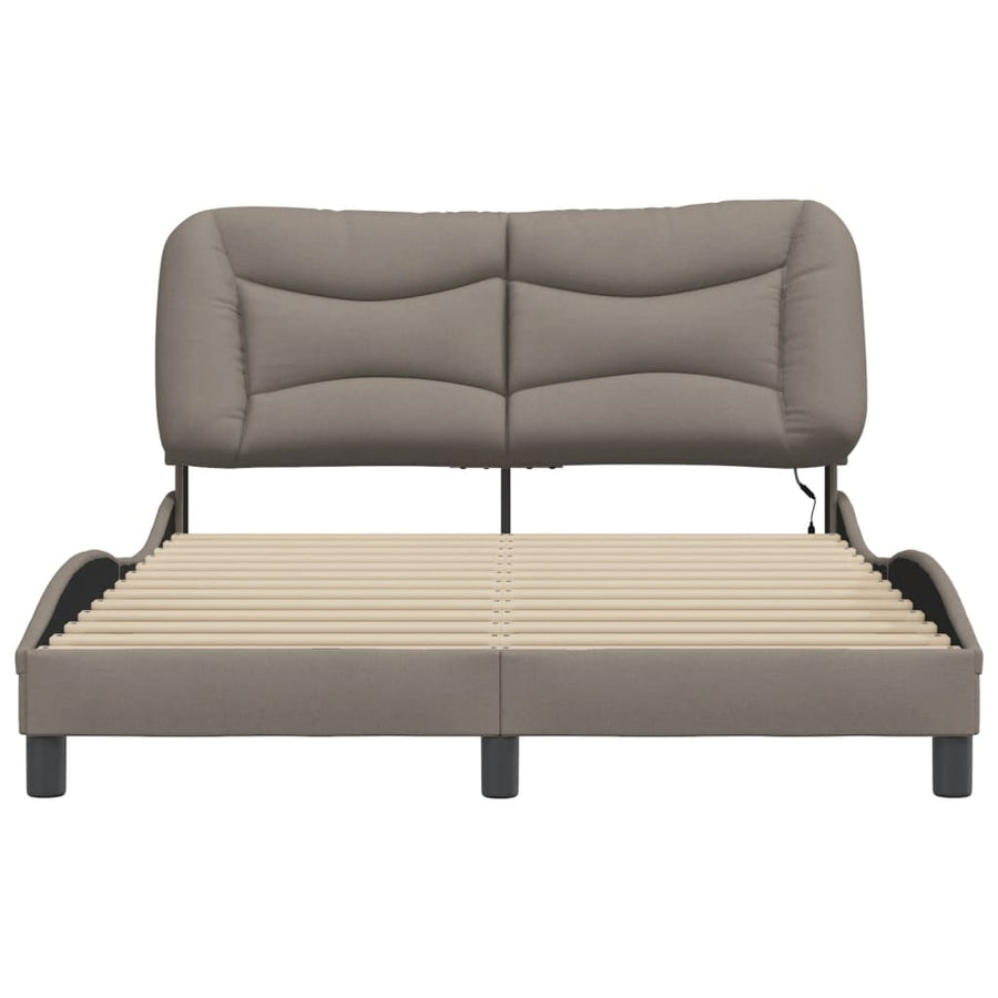 Bedframe Met Led-Verlichting Stof Taupe 140X190 Cm