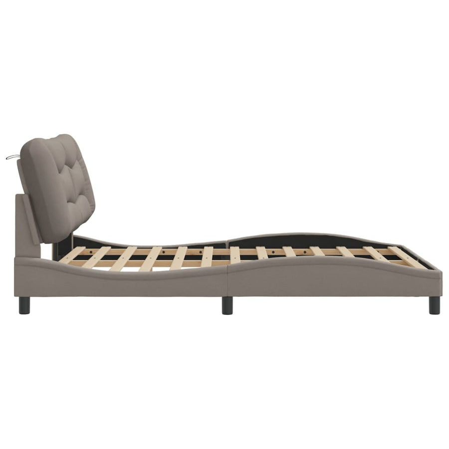 Bedframe Met Led-Verlichting Stof Taupe 140X190 Cm