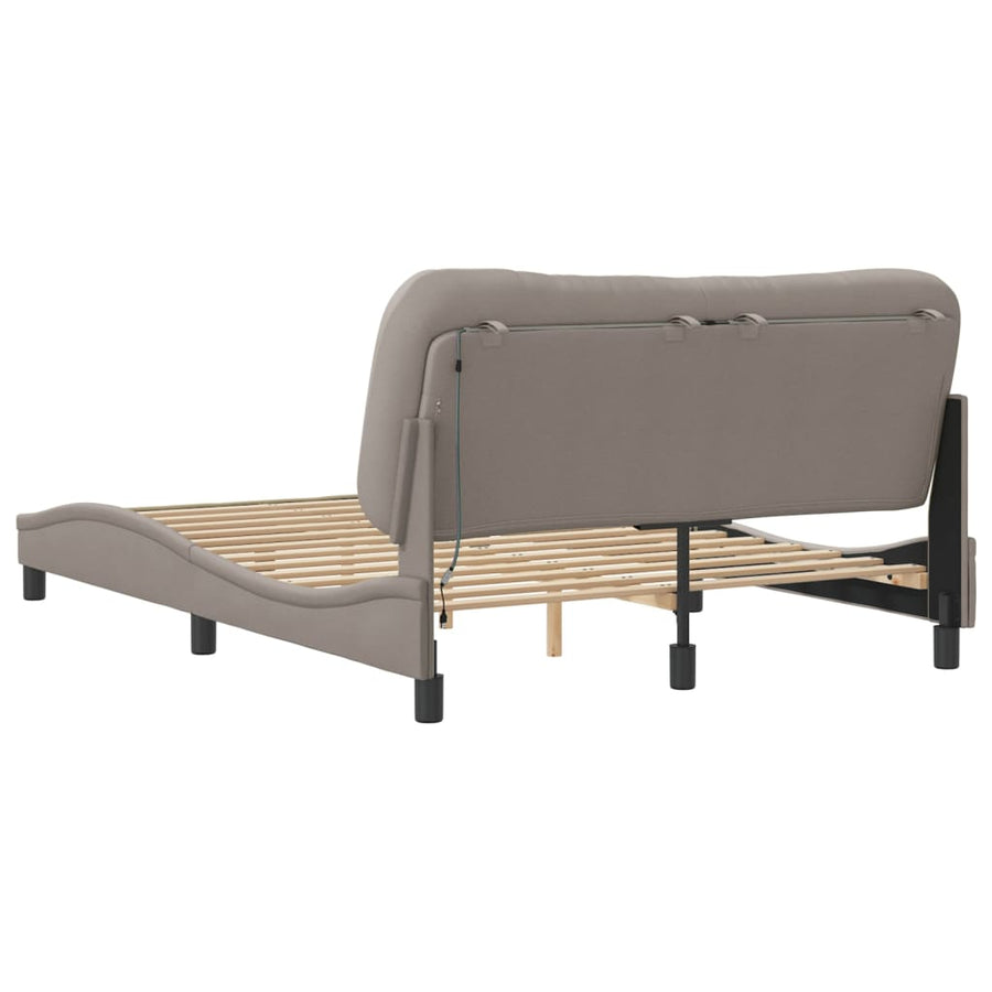 Bedframe Met Led-Verlichting Stof Taupe 140X190 Cm