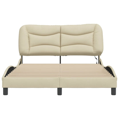 Bedframe Met Led-Verlichting Stof Crèmekleurig 140X190 Cm