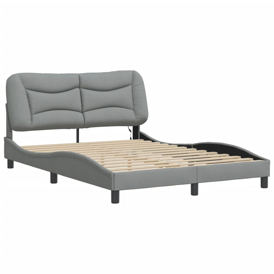 Bedframe Met Led-Verlichting Stof Lichtgrijs 140X200 Cm