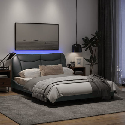 Bedframe Met Led-Verlichting Stof Lichtgrijs 140X200 Cm