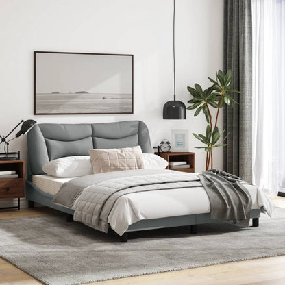 Bedframe Met Led-Verlichting Stof Lichtgrijs 140X200 Cm