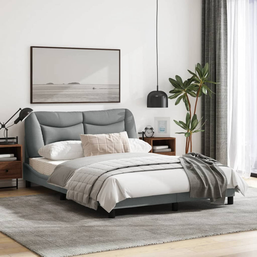 Bedframe Met Led-Verlichting Stof Lichtgrijs 140X200 Cm