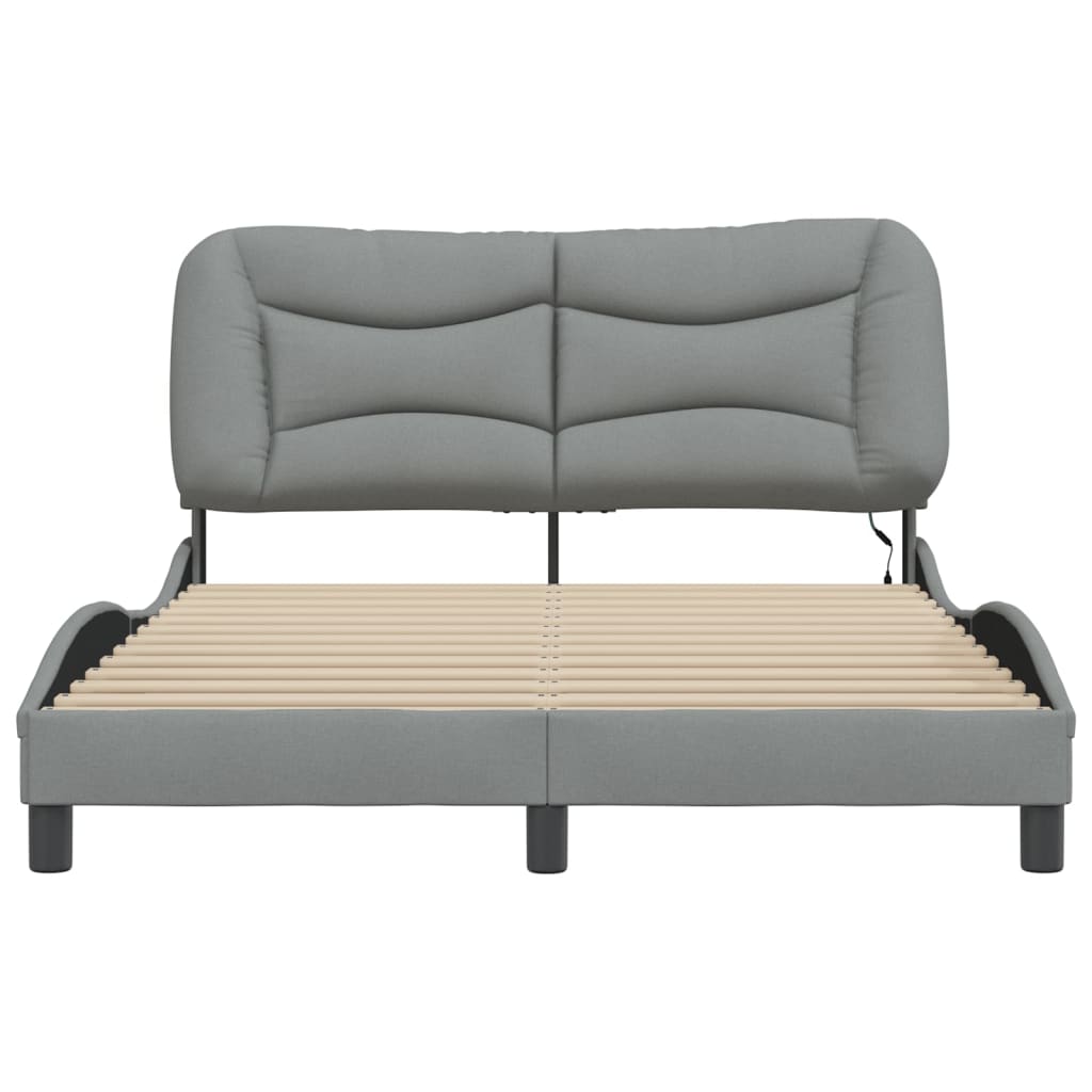 Bedframe Met Led-Verlichting Stof Lichtgrijs 140X200 Cm