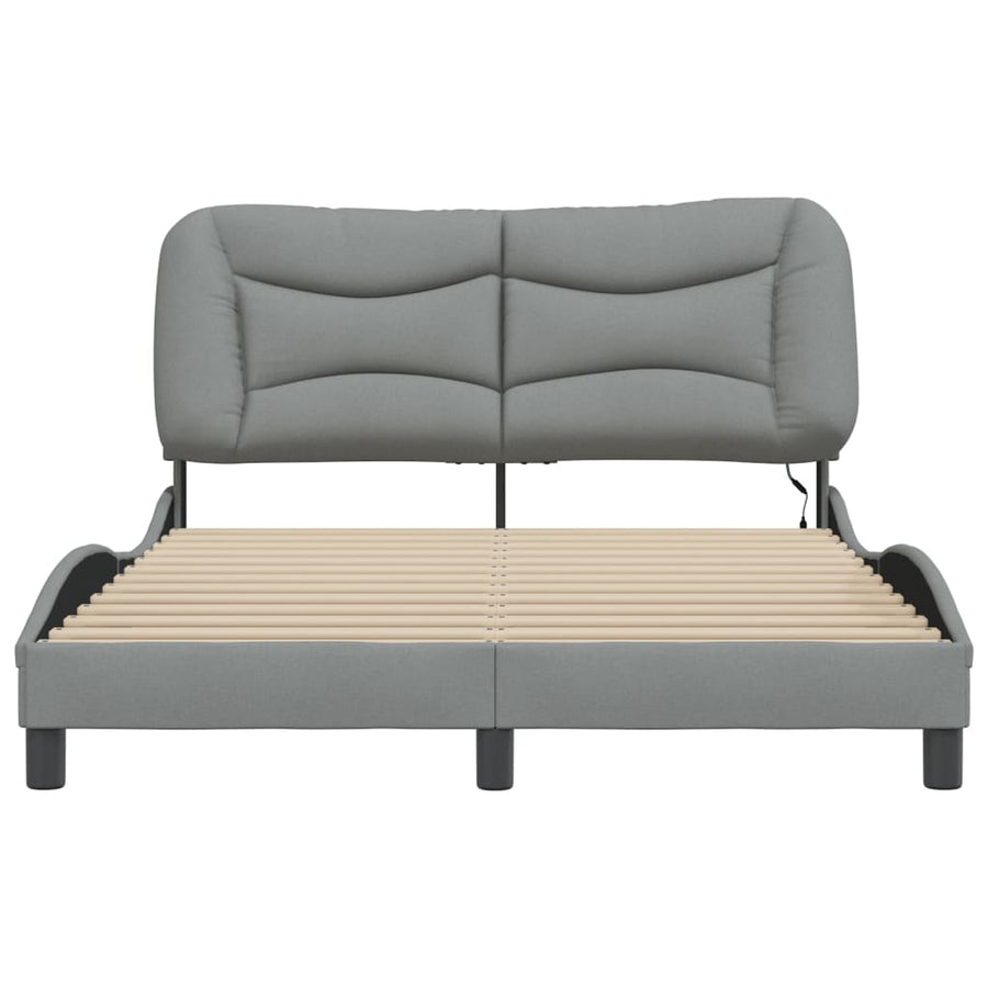 Bedframe Met Led-Verlichting Stof Lichtgrijs 140X200 Cm