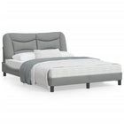 LED bed frame without mattress "Hvar" fabric 140x200 cm light grey