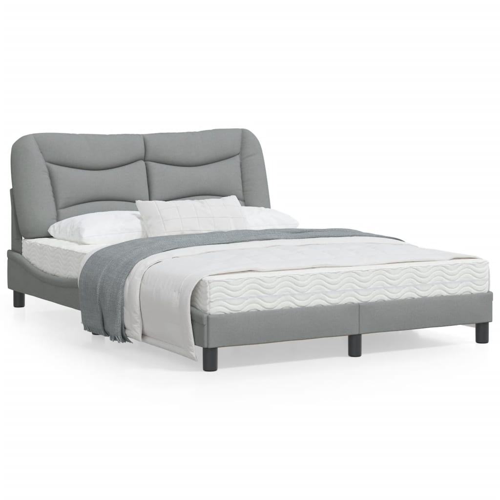 Bedframe Met Led-Verlichting Stof Lichtgrijs 140X200 Cm