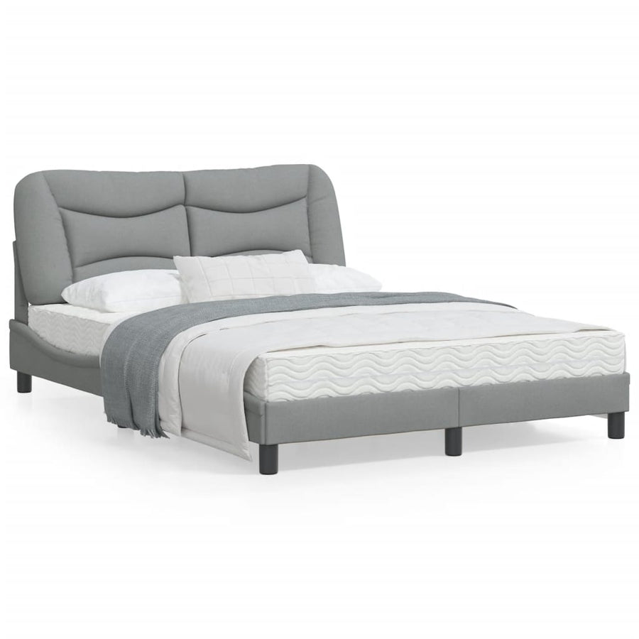 Bedframe Met Led-Verlichting Stof Lichtgrijs 140X200 Cm