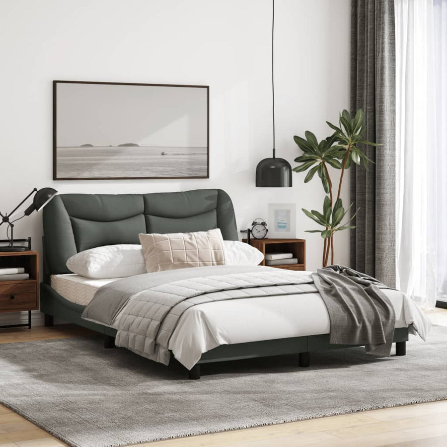 Bedframe Met Led-Verlichting Stof Donkergrijs 140X200 Cm