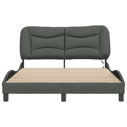 Bedframe Met Led-Verlichting Stof Donkergrijs 140X200 Cm