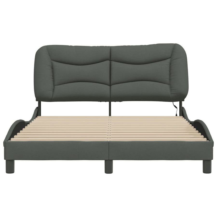 Bedframe Met Led-Verlichting Stof Donkergrijs 140X200 Cm