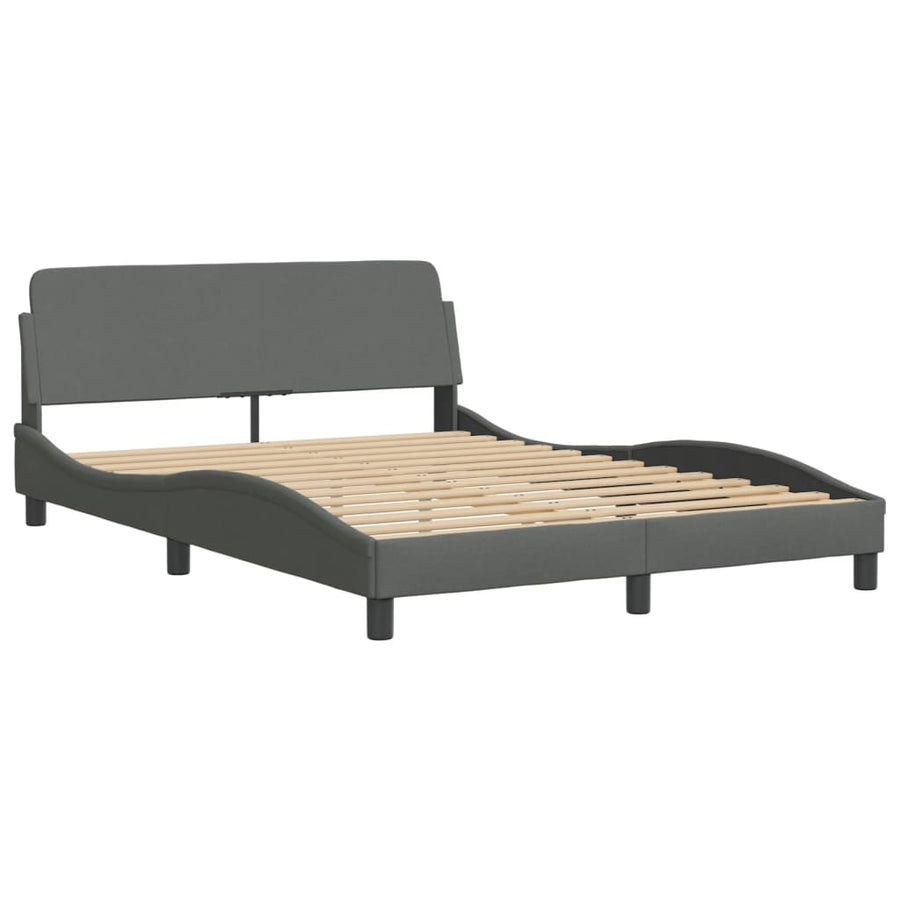 Bedframe Met Led-Verlichting Stof Donkergrijs 140X200 Cm
