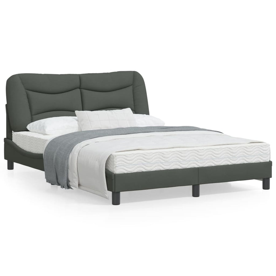 Bedframe Met Led-Verlichting Stof Donkergrijs 140X200 Cm
