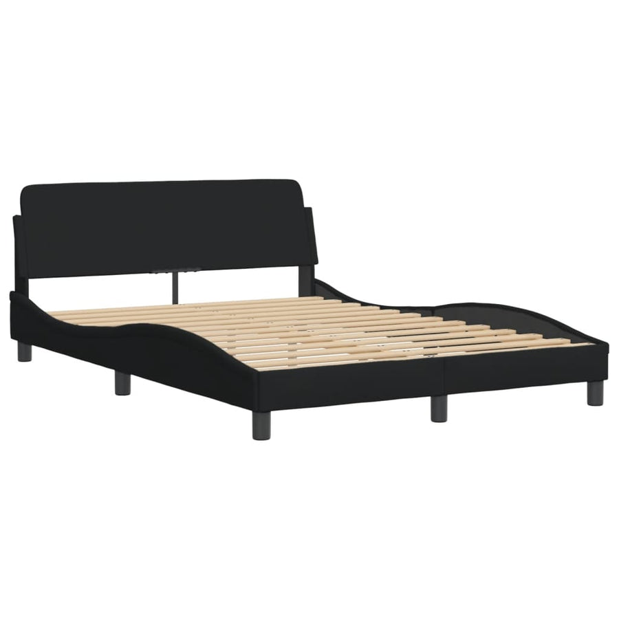 Bedframe Met Led-Verlichting Stof Zwart 140X200 Cm