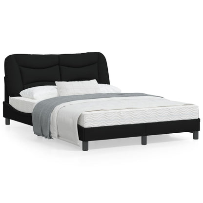 Bedframe Met Led-Verlichting Stof Zwart 140X200 Cm