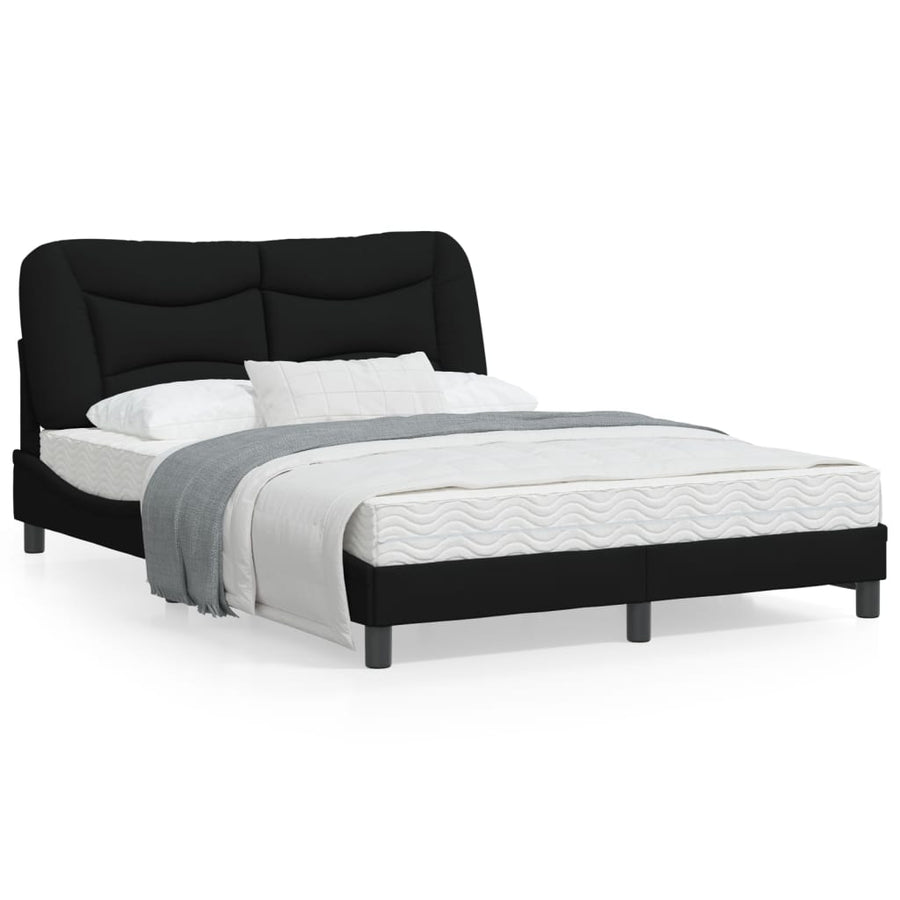 Bedframe Met Led-Verlichting Stof Zwart 140X200 Cm