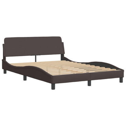 Bedframe Met Led-Verlichting Stof Donkerbruin 140X200 Cm