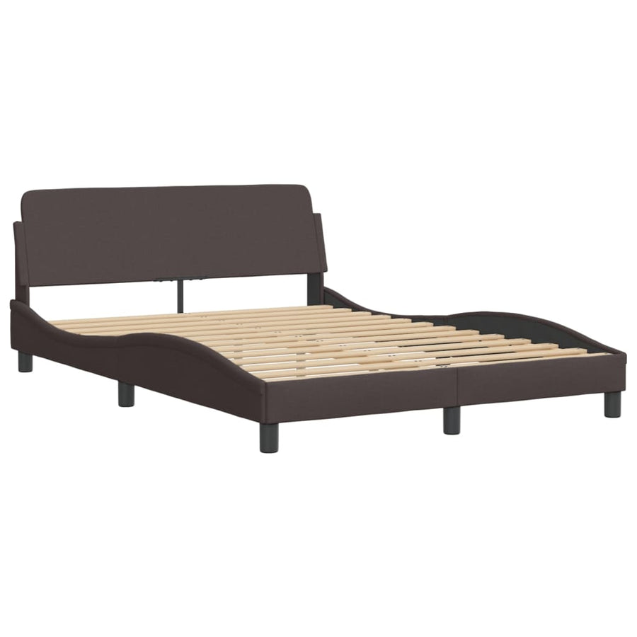 Bedframe Met Led-Verlichting Stof Donkerbruin 140X200 Cm